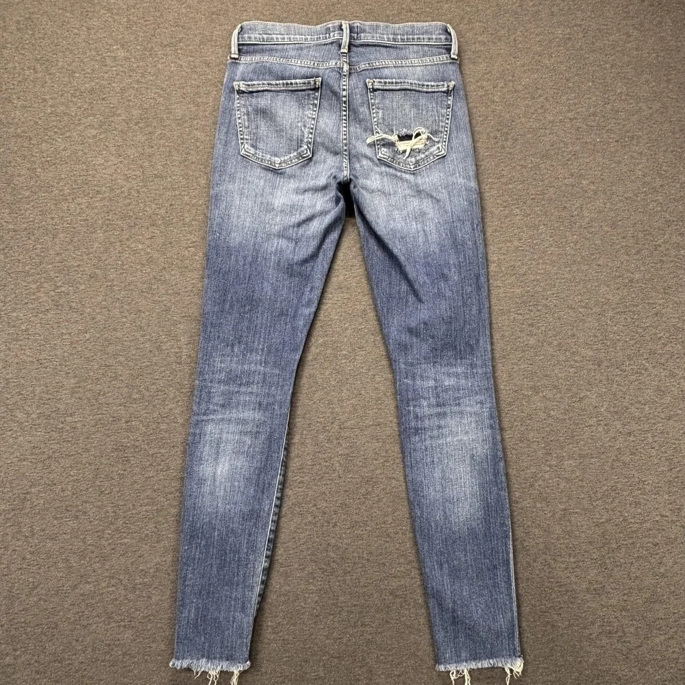 AGOLDE Jeans Womens 27 Blue Distressed Skinny Raw Hem Mid Rise 28x29‎ Made USA